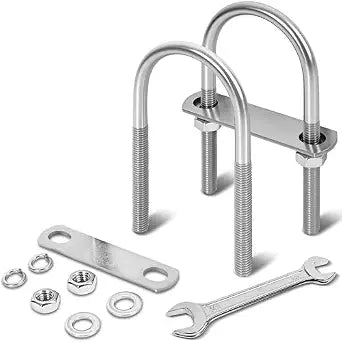 2 Sets M10 U Bolts 2-1/2 Inch Wide, 3/8" x 2-1/2"W x 5" L