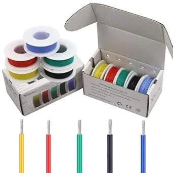 30AWG Tinned Copper Silicone Hook Up Wire 600V Stranded Electrical Cable for DIY Electronics & Electrical Projects (Box-1)