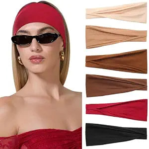 AWAYTR 6 Pack Stretchy Wide Workout Headbands for Women