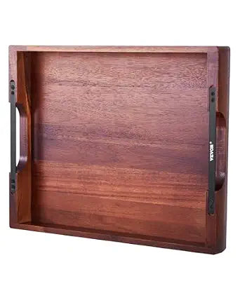 VEVOR Wood Serving Tray, Acacia Wooden Tray Board with Handles, Decorative Rustic Serving Trays Platter, Ideal for Breakfast in Bed, Lunch, Kitchen, Living Room, Ottoman, Coffee Table, Party, Couch