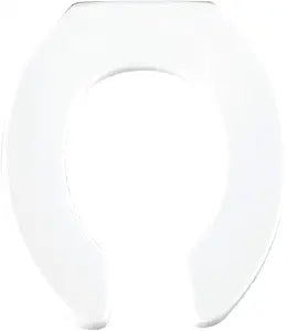 BEMIS 955SSCT Commercial Open Front Plastic Toilet Seat, Heavy Duty Industrial No Slam Seat without Lid, Secure Installation, Made in USA, Round, White