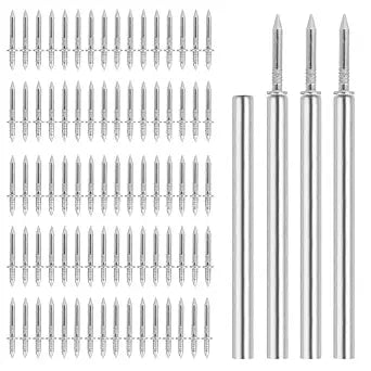 400pcs Hardware Nails Double Head Skirting Nails with 4 Tools - Invisible Seamless Baseboard Screws for Solid Wood Trim, Double-Sided Installation