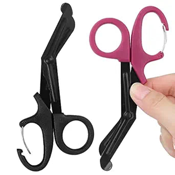 2 Pack Trauma Shears, 5.8 Inch Stainless Steel Medical Scissors, Bandage Scissors with Carabiner, Nursing Scissors Surgical Scissors for Nurses, Doctors, Nursing Students, EMT and EMS(Black+Burgundy)