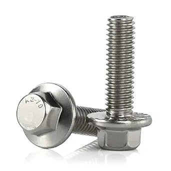 M6-1.0 x 35mm Flanged Hex Head Bolts Flange Hexagon Screws, Stainless Steel 18-8 (304), Plain Finish, 25 PCS