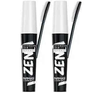Farmasi Zen Extension Lash Mascara, Volumizing, Defining, Blackest, 2-Pack