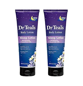 Dr Teal's Melatonin Sleep Lotion Gift Set (2 Pack, 8 oz ea.) - Nighttime Therapy Body Lotion Combines Shea & Cocoa Butter to Nourish and Protect Skin - Promotes Better Sleep