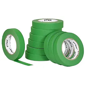 STIKK Painters Tape - 10pk Green Painter Tape - 1 inch x 60 Yards - Paint Tape for Painting, Edges, Trim, Ceilings - Masking Tape for DIY Paint Projects - Residue-Free Painting Tape