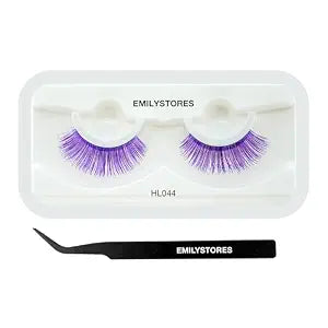 Stick on False Eyelashes Self Adhesive Lashes, Pre-Glued No Glue Needed, Reusable & Lightweight, for Halloween, Cosplay, Festival Makeup (Purple)