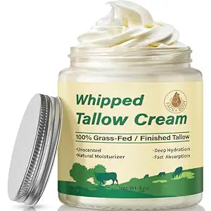 Beef Tallow Balm for Face & Body, Unscented Grass Fed Moisturizer