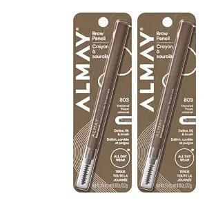 Almay Eyebrow Pencil with Spoolie Brush, Easy to Achieve Brows, Hypoallergenic, Taupe, 0.01 Oz (Pack of 2)