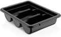 Commercial Cutlery Bin, 3-Compartment Restaurant Kitchen Flatware Tray, Silverware Storage Plastic Container, Condiments Holder, Utensil Organizer Box, Black