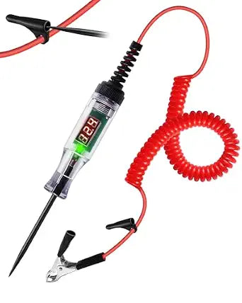 Automotive Test Light 3-48V Digital LED Voltage Tester, Car Circuit Tester with Polarity Indicator, 87" Spring Cable & Stainless Steel Probe for Car RV Truck Fuse Battery Detection