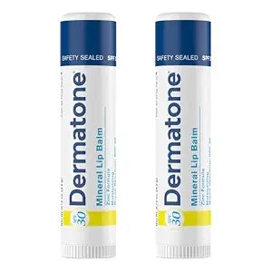 Dermatone Mineral Lip Balm | Moisturizing, Reef Safe, Oxybenzone Free | SPF 30 Sun Protection | Zinc Oxide Lip Sunscreen | Jojoba Seed Oil & Vitamin E | 0.15 oz (2-Pack)