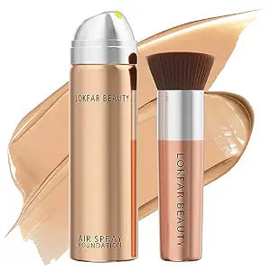 Airbrush Foundation Set with Soft Makeup Brush, [Light Weight], [Long Lasting], [Anti-aging Ingredient], [Oil Control Formula], Full Coverage Foundation for All Skin Type, 04# Buff Beige