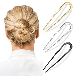 3 PCS French Hair Pins for Women, Elegant Hair Pins for Buns, French Twists and Updos, Gold Hair Accessories