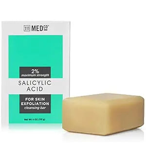 111MedCo 2% Salicylic Acid Exfoliating Acne Cleansing Bar, Medicated Face & Body Soap for Breakouts, Rough Bumpy Texture and Dull���Looking Skin, Helps Smooth and Clear Pores, 4 oz