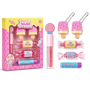 M&U MAKE YOU UP MU 6-Piece Glossy Flavored Candy Lip Gloss Set for Girls, Kids Makeup Brithday Gift, Beautiful Shine, Plant-based, Party Favor Glitter Lipgloss Set Bulk Non Toxic Lip glosses Pack