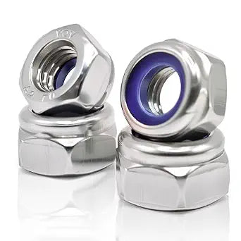 M6 x 1mm Metric Nylon Insert Lock Nuts (30pcs) DIN 985 Locknuts 304 Stainless Steel Hex Nylock Nuts Reusable Anti-Loose Corrosion-Resistant for DIY Home Automotive Industrial