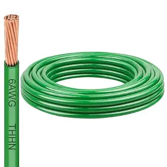 6 AWG THHN Stranded Bare Copper Wire 15FT Green Grounding Wire,600V Rated Building Cable, Ideal for Panel Wiring, Grounding, Lighting Circuits, Control Systems