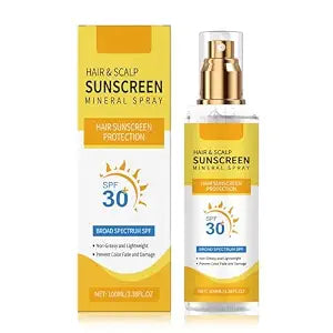 Hair & Scalp Sunscreen Spray SPF 30 | Color-Safe UV Blocker for Dyed/Highlighted Hair | Weightless Non-Greasy Protection | Beach & Pool Essentials | Coconut Enriched Scalp Shield (1)