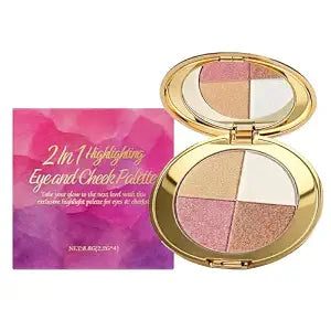 Eye & Cheek Palette - Eyeshadow and Highlighter Makeup, Eye Shadow Palettes Multifunctional Makeup Palettes Contour Kit,Shimmer Glow Face Highlighter Palette for Women Face,Natural Glow Contour Powder