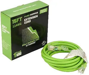 12 AWG 15 Foot Extension Indoor/Outdoor Charging Cord with 3-Plug Outlet and LED End with Universal Fitment Compatible with Yamaha, EZGO, Club Car & More Golf Carts