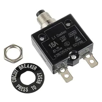 18 Amp Push Button Circuit Breaker 125-250V AC 50V DC