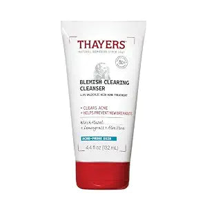 THAYERS Blemish Clearing Face Cleanser with 1.5% Salicylic Acid, Acne Treatment Face Wash, Soothing and Non-Stripping Skin Care, 4.4 Fl Oz
