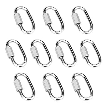 10Pcs 1.5 Inch 304 Stainless Steel Carabiner Quick Chain Links