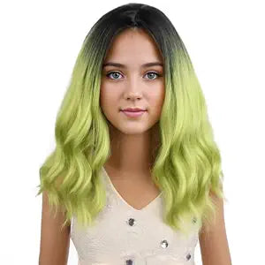 PATTNIUM Kids Ombre Green Wig Child Girls Short Cury Bob Wig Black to Green Wig Matcha Green Wig Synthetic Wig wtih Wig Cap