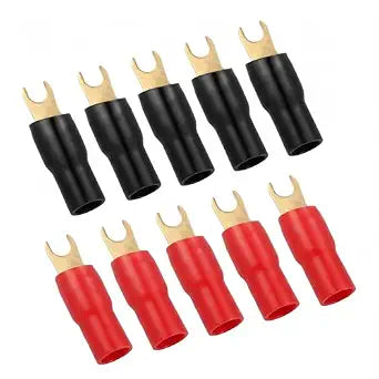 10 Pack 4 Gauge Spade Terminals, 4 AWG Fork Crimp Connectors