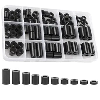 Exqutoo Black ABS Round Washers ID 6.2mm, OD 11mm