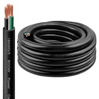 18/3 SOOW Wire 25FT, 18 AWG 600V SOOW Bulk Cable, 18 Gauge 3 Conductor Portable Power Cable, Extension Cord for Welder,Generator,Portable Light,Circuits,EV Car Charger,Motor Lead