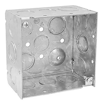 4" Square Electrical Box, 2-1/8" Deep, 30.3 Cu. in., 16 Knockouts, Welded