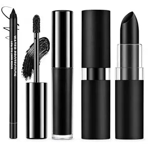 3PCS Black Lipstick Lipliner Lip Gloss Set for Halloween Makeup