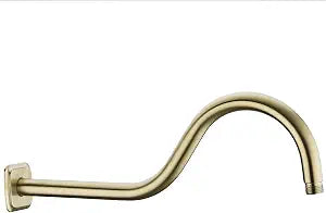 TRUSTMI 16 Inch S-Shape Shower Arm Stainless Steel Extra Long Replacement Pipe with Flange, Brushed Gold
