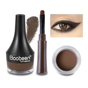 Boobeen Eyeliner Waterproof Gel Eyeliner Smudge-proof Eye Liner Gel Makeup High Pigment Eye Makeup Set Easy to Apply Long-lasting For All Day (Dark Brown)
