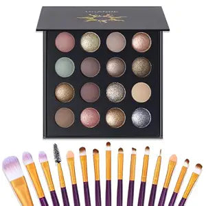 UCANBE 16 Color Baked Eyeshadow Palette with 15PCS Brushes Makeup Set,Matte&Shimmer Blend Eyeshadow for Women&Girls,Highly Pigmented Long Lasting Waterproof Make Up Pallet