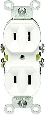 Leviton 15 Amp, 125 Volt, Duplex Receptacle, Residential Grade, Non-Grounded, 223-W, White