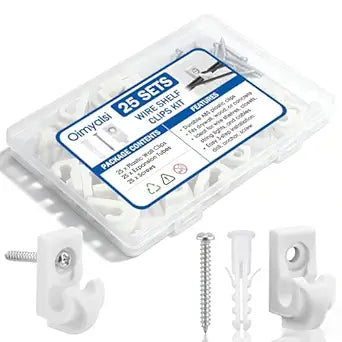 25 Sets Heavy Duty Wire Shelf Clips, Closet Wire Shelving Hardware Kit