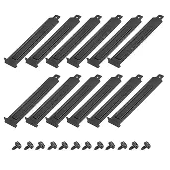 MECCANIXITY 12PCS Black PCI Slot Cover Dust Filter, Blanking Plate Ventilation Deflector Bracket Expansion for Computer Cases
