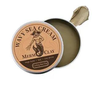 Mermans Curling Sea Clay, Curl Defining Cream, for Defined Waves & Texture, Natural Hold, Adds Volume & Shine to Curls, Adds Volume & Shine, Helps Manage Frizz, Great for Daily Styling (1 PCS, 1)
