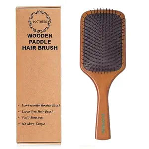 Ecotrees Wooden Paddle Hair Brush, Air cushion massage comb,Anti Static Detangling Paddle Brush for Reducing Hair Breakage