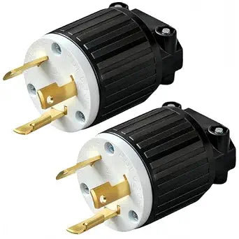 2-Pack Nema L5-30P Locking Plug, 30 amp 125 Volt ,L5 30P Twist Lock Male Plug 2 Pole 3 Wire Industrial Grade Heavy-Duty AC Power Connector, ETL CertifiedBlack/White