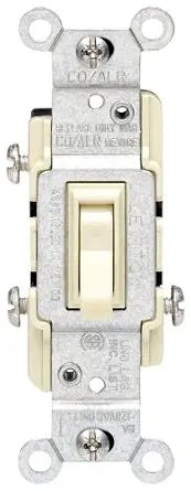 Leviton 15 Amp, 120 Volt, Toggle Co/Alr 3-Way AC Quiet Switch, Residential Grade, Grounding, 2653-2I, Ivory