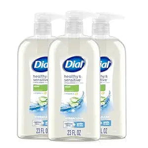 Dial Body Wash, Healthy & Sensitive Aloe, 23 Fl Oz (Pack of 3), Hydraclean Complex & Vitamin E, Gentle, Leaves Skin Feeling Nourished, Dermatologist-Tested, No Parabens & Silicones