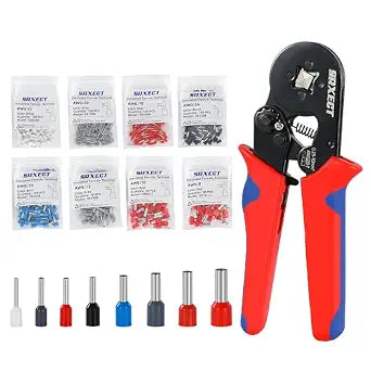Ferrule Crimping Tool Kit,Ferrule Crimper AWG(22-8), 8 Sizes Wire Ferrule Kit AWG(22 20 18 16 14 12 10 8) Gauge Insulated Ferrule Connectors
