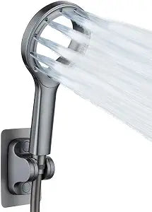 Handheld shower head,High pressure spray shower headCenter hollow unique designBathroom waterfall shower water volume(gray)