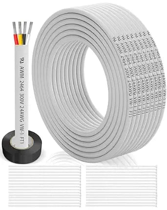 24 Gauge Wire 4 Conductor Electrical Wire 150FT, 24 AWG 4 Core Cable