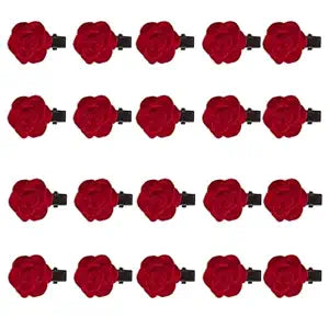 Mini Rose Hair Clip for Women Girls, Red Flower Barrettes Headpiece Vintage Pins for Gift (8)